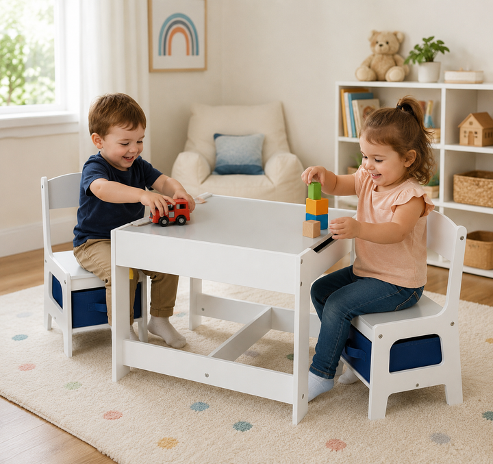 Set Masă și Scaune Montessori cu Depozitare Inteligentă